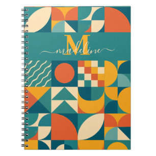 Gepersonaliseerde Retro Geometrische Kleurrijk Notitieboek
