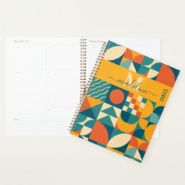 Gepersonaliseerde Retro Geometrische Kleurrijk Planner