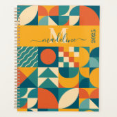 Gepersonaliseerde Retro Geometrische Kleurrijk Planner (Voorkant)