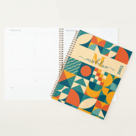 Gepersonaliseerde Retro Geometrische Kleurrijk Planner