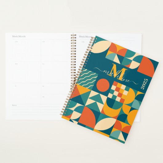 Gepersonaliseerde Retro Geometrische Kleurrijk Planner (Display)