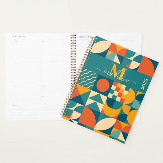 Gepersonaliseerde Retro Geometrische Kleurrijk Planner (Display)