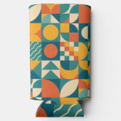 Gepersonaliseerde Retro Geometrische Kleurrijk Seltzer Blikjeskoeler (Achterkant)