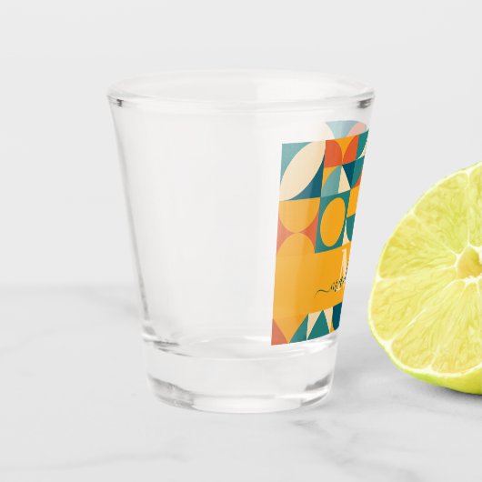 Gepersonaliseerde Retro Geometrische Kleurrijk Shot Glas (Links)