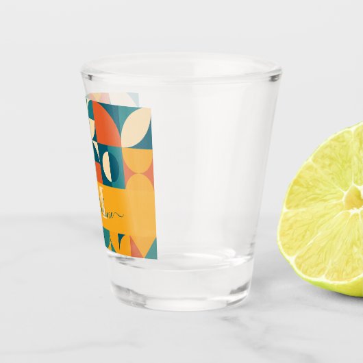 Gepersonaliseerde Retro Geometrische Kleurrijk Shot Glas (Rechts)