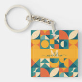Gepersonaliseerde Retro Geometrische Kleurrijk Sleutelhanger (voorkant)