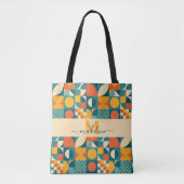 Gepersonaliseerde Retro Geometrische Kleurrijk Tote Bag (Voorkant)