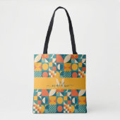 Gepersonaliseerde Retro Geometrische Kleurrijk Tote Bag (Voorkant)