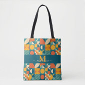 Gepersonaliseerde Retro Geometrische Kleurrijk Tote Bag (Voorkant)