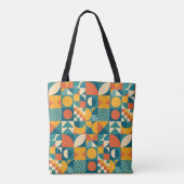 Gepersonaliseerde Retro Geometrische Kleurrijk Tote Bag (Achterkant)