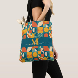 Gepersonaliseerde Retro Geometrische Kleurrijk Tote Bag