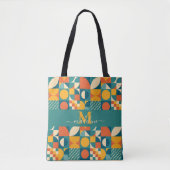 Gepersonaliseerde Retro Geometrische Kleurrijk Tote Bag (Voorkant)