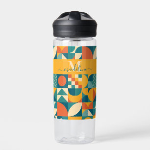 Gepersonaliseerde Retro Geometrische Kleurrijk Waterfles