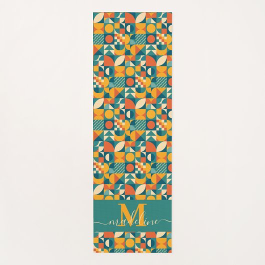 Gepersonaliseerde Retro Geometrische Kleurrijk Yogamat (Voorkant)