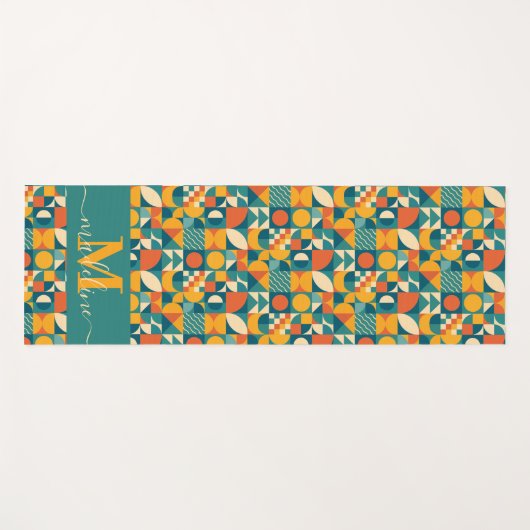 Gepersonaliseerde Retro Geometrische Kleurrijk Yogamat (Voorkant (horizontaal))