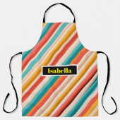 Gepersonaliseerde retro gestreepte all-over Schort (Voorkant)