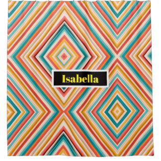 Gepersonaliseerde Retro Gestreepte Douchegordijn