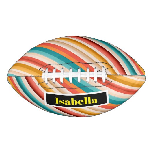 Gepersonaliseerde Retro Gestreepte Football | Kleu (Voorkant)