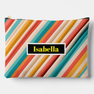 Gepersonaliseerde Retro Gestreepte Grote Accessoir Etui