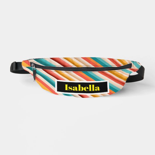 Gepersonaliseerde Retro Gestreepte Heuptas | Kleur Heuptasje (Voorkant)