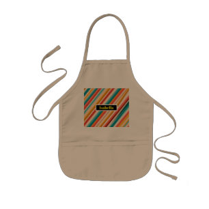 Gepersonaliseerde Retro Gestreepte Kinder Schort