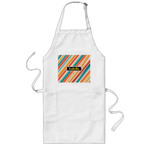 Gepersonaliseerde retro gestreepte lange Schort