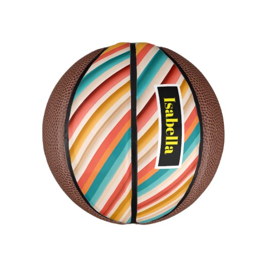 Gepersonaliseerde Retro Gestreepte Mini Basketbal (Verticaal)