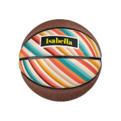 Gepersonaliseerde Retro Gestreepte Mini Basketbal (Voorkant)