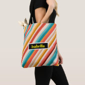 Gepersonaliseerde Retro Gestreepte Schouder Tas (Dichtbij)
