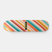 Gepersonaliseerde Retro Gestreepte Skateboard | Kl (Horizontaal)