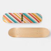 Gepersonaliseerde Retro Gestreepte Skateboard | Kl (Horizontaal)