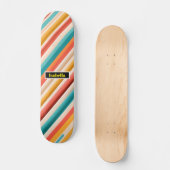 Gepersonaliseerde Retro Gestreepte Skateboard | Kl (Voorkant)