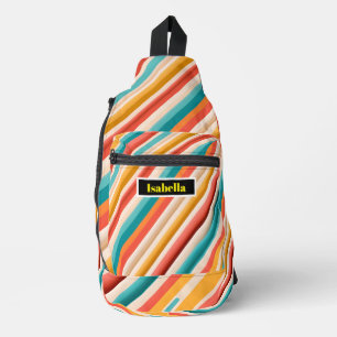 Gepersonaliseerde Retro Gestreepte Sling Bag Kle