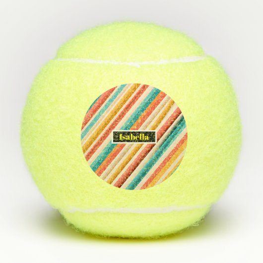 Gepersonaliseerde retro gestreepte tennisballen |  (Voorkant)