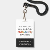 Gepersonaliseerde Retro Geweldige Manager Funny Badge (Voorzijde met lanyard)