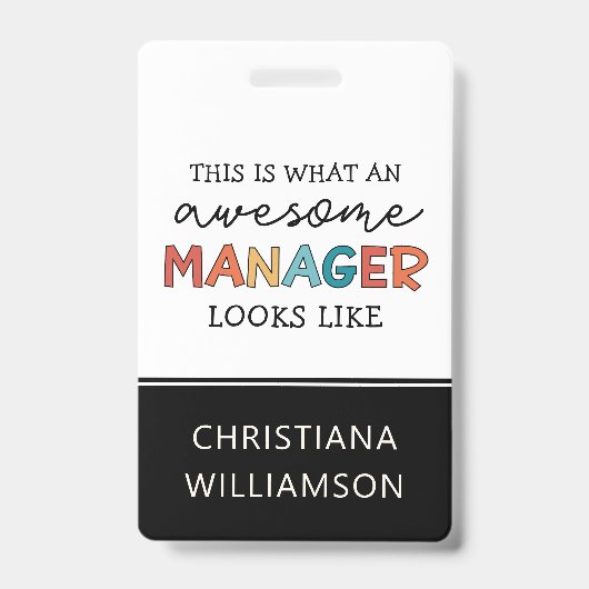 Gepersonaliseerde Retro Geweldige Manager Funny Badge (Voorzijde)
