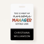 Gepersonaliseerde Retro Geweldige Manager Funny Badge (Voorkant)