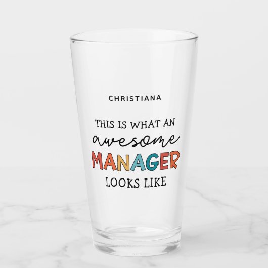 Gepersonaliseerde Retro Geweldige Manager Funny Glas (Voorkant)