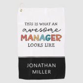 Gepersonaliseerde Retro Geweldige Manager Funny Golfhanddoek (Voorkant)