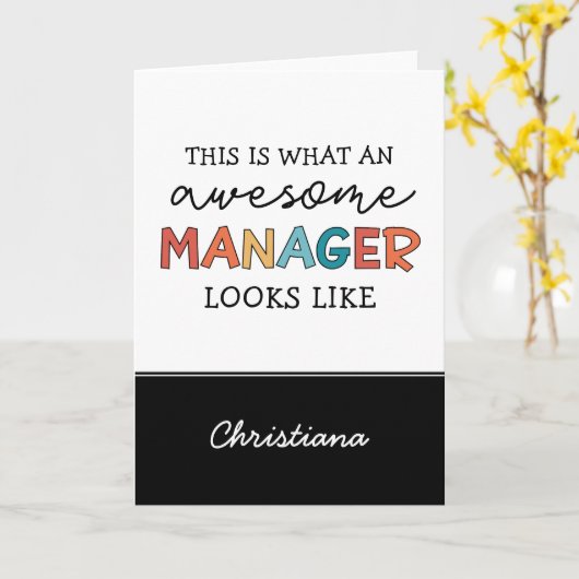 Gepersonaliseerde Retro Geweldige Manager Funny Kaart (Gele Bloem)