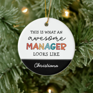 Gepersonaliseerde Retro Geweldige Manager Funny Keramisch Ornament