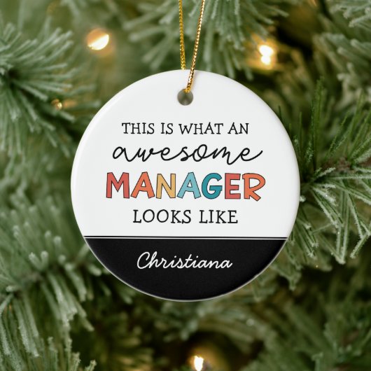 Gepersonaliseerde Retro Geweldige Manager Funny Keramisch Ornament (Boom)