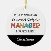 Gepersonaliseerde Retro Geweldige Manager Funny Keramisch Ornament (Voorkant)