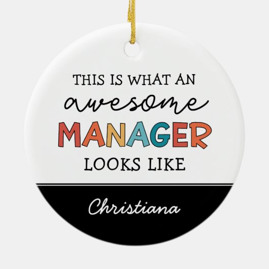 Gepersonaliseerde Retro Geweldige Manager Funny Keramisch Ornament (Achterkant)
