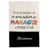 Gepersonaliseerde Retro Geweldige Manager Funny Medium Cadeauzakje (Voorkant)