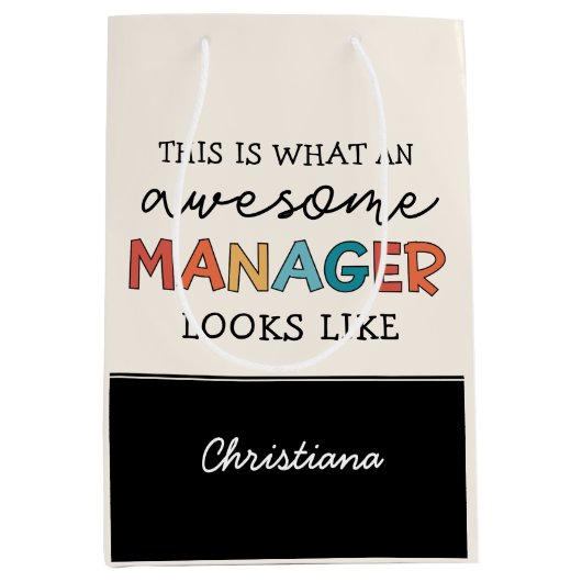 Gepersonaliseerde Retro Geweldige Manager Funny Medium Cadeauzakje (Voorkant)