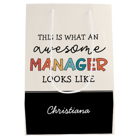 Gepersonaliseerde Retro Geweldige Manager Funny Medium Cadeauzakje (Achterkant)