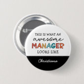 Gepersonaliseerde Retro Geweldige Manager Funny Ronde Button 5,7 Cm (Voorkant /achterkant)