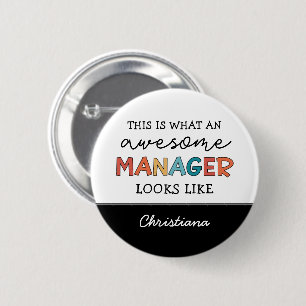 Gepersonaliseerde Retro Geweldige Manager Funny Ronde Button 5,7 Cm