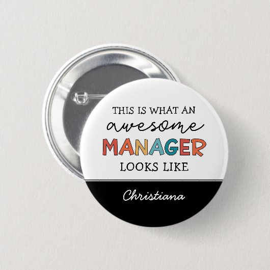 Gepersonaliseerde Retro Geweldige Manager Funny Ronde Button 5,7 Cm (Voorkant /achterkant)